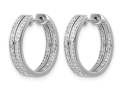 14K white gold diamond hoop earrings, alternate view