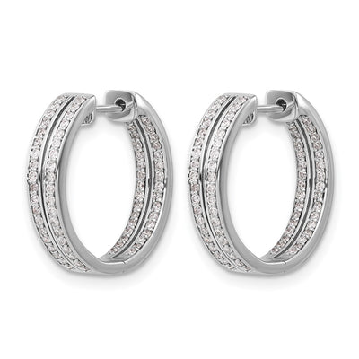 14K White Gold Diamond In/Out Hinged Hoop Earrings, 18 x 20mm