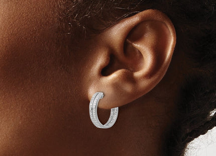 14K white gold diamond hoop earrings, another view