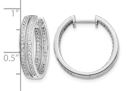 14K white gold diamond hoop earrings, further view