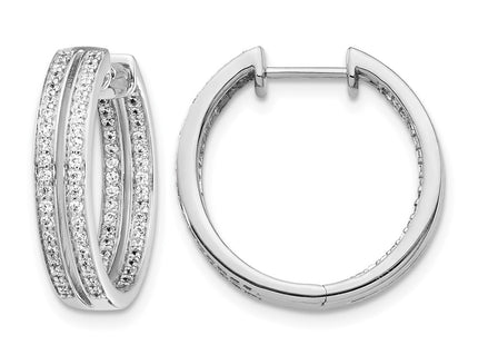 14K white gold diamond hoop earrings