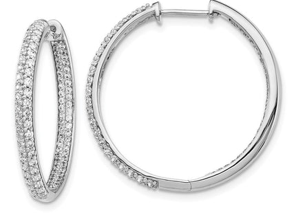 14k White Gold Diamond In/Out Hinged Hoop Earrings (Style EM4255-150-WA)
