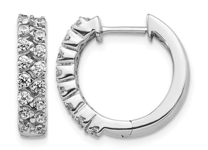 14K white gold diamond hoop earrings