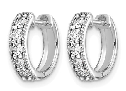 14K white gold diamond hoop earrings, alternate view