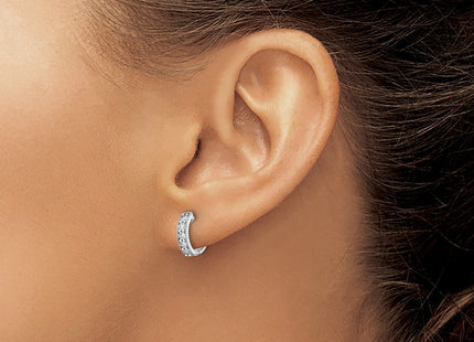 14K white gold diamond hoop earrings, another view