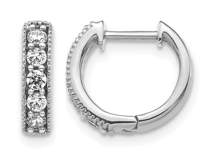 14K white gold diamond hoop earrings