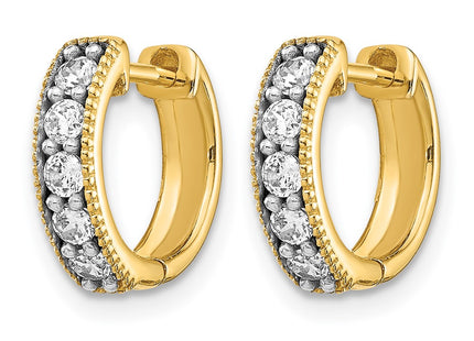 14K yellow gold diamond hoop earrings, alternate view
