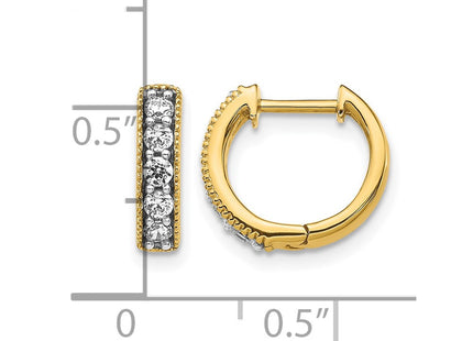 14K yellow gold diamond hoop earrings, further view
