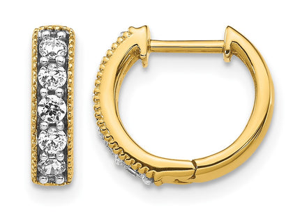 14K yellow gold diamond hoop earrings