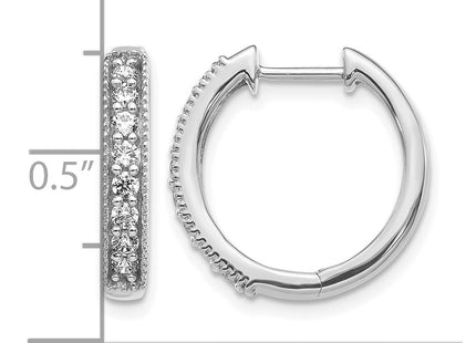 14K white gold diamond hoop earrings, alternate view