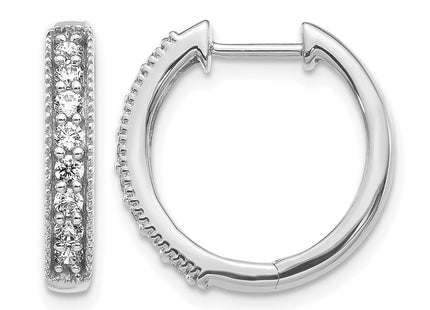 14K white gold diamond hoop earrings