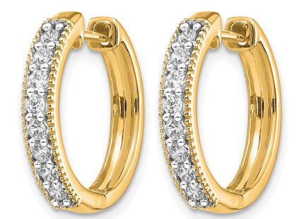 14K yellow gold diamond hoop earrings, alternate view
