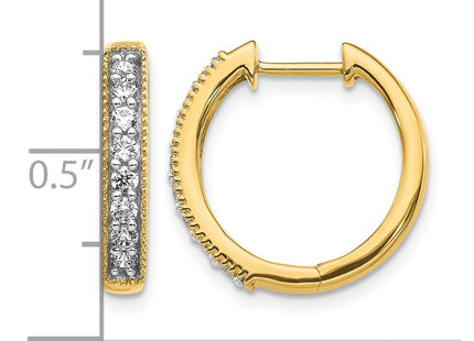 14K yellow gold diamond hoop earrings, further view