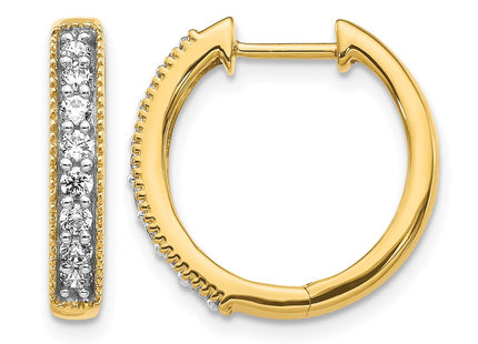 14K yellow gold diamond hoop earrings