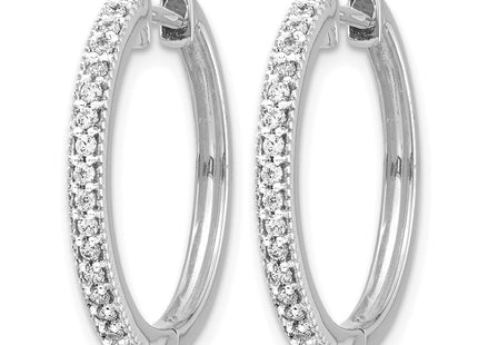 14K white gold diamond hoop earrings, alternate view