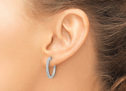 14K white gold diamond hoop earrings, another view