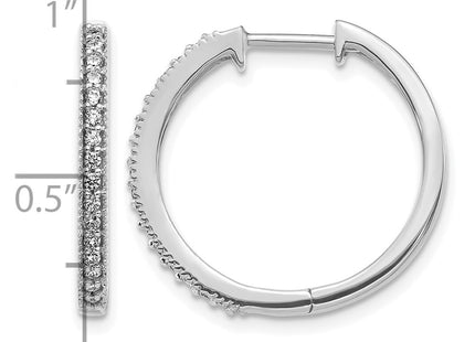 14K white gold diamond hoop earrings, further view