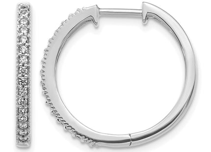 14K white gold diamond hoop earrings