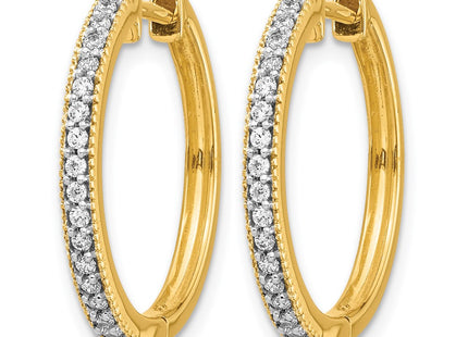 14K yellow gold diamond hoop earrings, alternate view