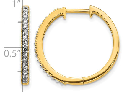 14K yellow gold diamond hoop earrings, further view