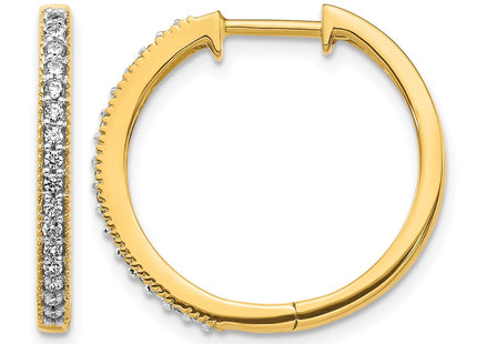 14K yellow gold diamond hoop earrings