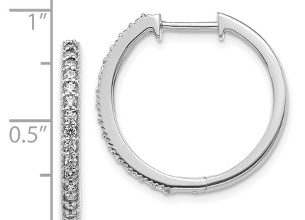 14k White Gold Diamond Milgrain Hinged Hoop Earrings (Style EM4273-036-WA)