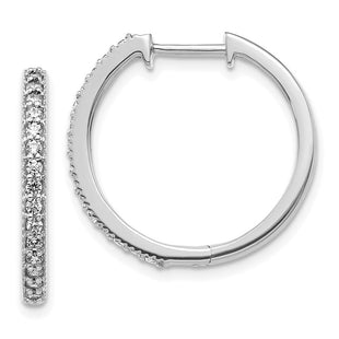 14k White Gold Diamond Milgrain Hinged Hoop Earrings (Style EM4273-036-WA)