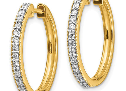 14k Yellow Gold Diamond Milgrain Hinged Hoop Earrings (Style EM4273-036-YA)