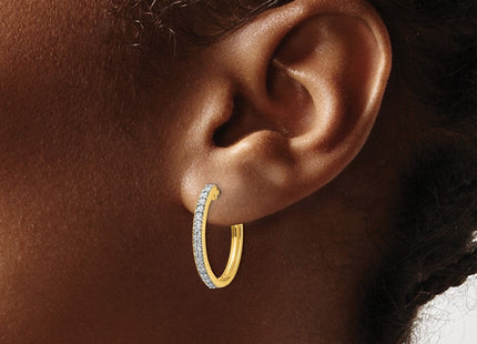 14k Yellow Gold Diamond Milgrain Hinged Hoop Earrings (Style EM4273-036-YA)
