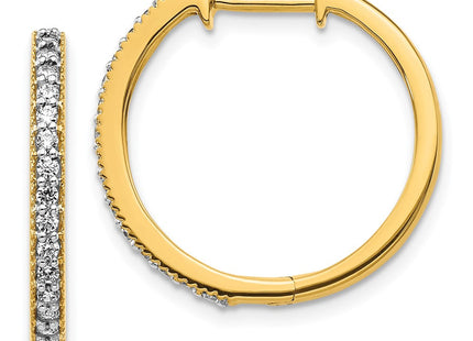14k Yellow Gold Diamond Milgrain Hinged Hoop Earrings (Style EM4273-036-YA)