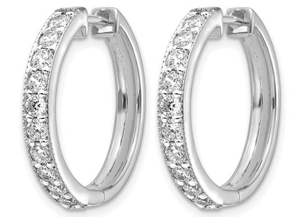 14K white gold diamond hoop earrings, alternate view