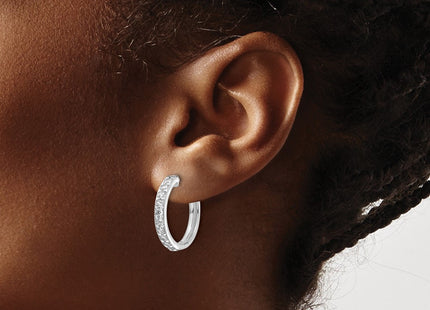14K white gold diamond hoop earrings, another view