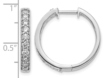 14k White Gold Diamond Milgrain Hinged Hoop Earrings, 21 x 21mm