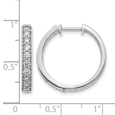14K White Gold Diamond Milgrain Hinged Hoop Earrings, 21 x 21mm