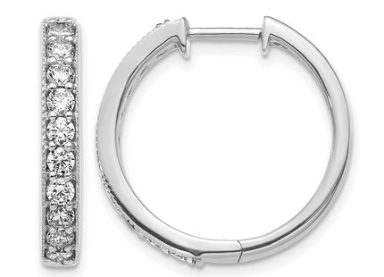 14K white gold diamond hoop earrings