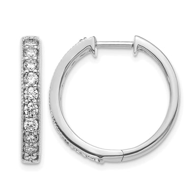 14K White Gold Diamond Milgrain Hinged Hoop Earrings, 21 x 21mm