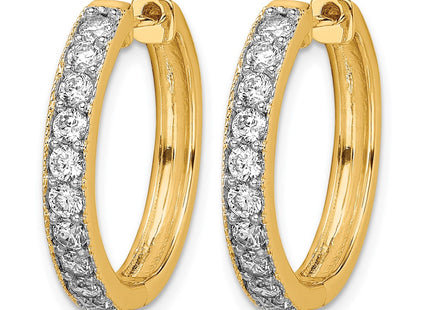 14K yellow gold diamond hoop earrings, alternate view