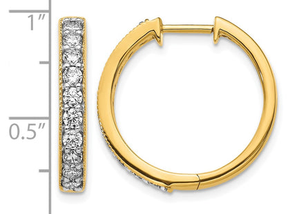 14K yellow gold diamond hoop earrings, further view