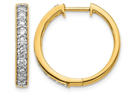 14K yellow gold diamond hoop earrings