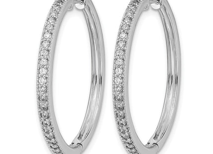 14K white gold diamond hoop earrings, alternate view