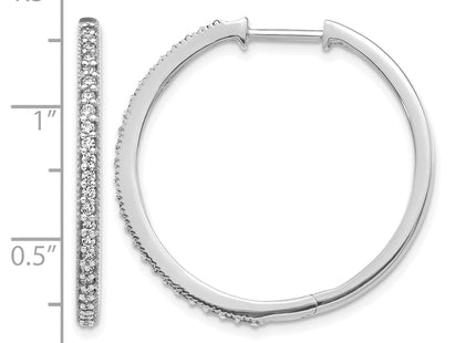 14k White Gold Diamond Milgrain Hinged Hoop Earrings, 29 x 29mm