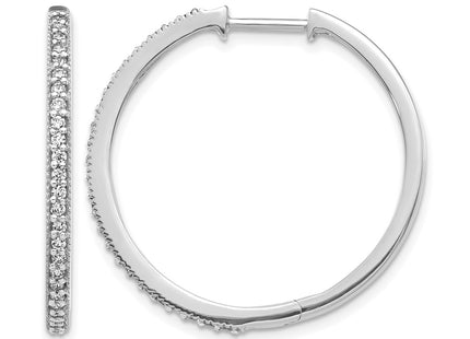 14K white gold diamond hoop earrings