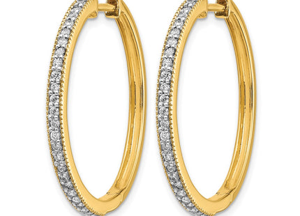 14K yellow gold diamond hoop earrings, alternate view