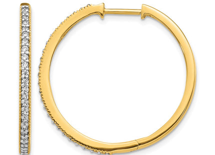 14K yellow gold diamond hoop earrings