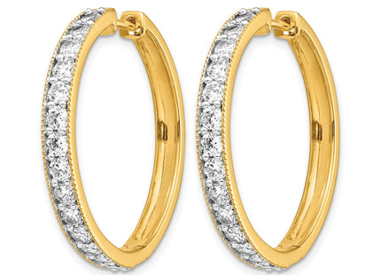 14K yellow gold diamond hoop earrings, alternate view