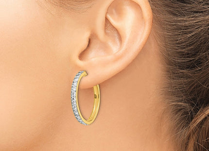 14K yellow gold diamond hoop earrings, another view