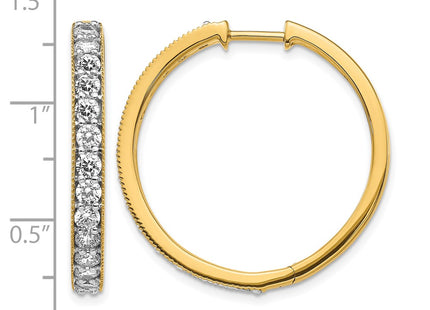 14K yellow gold diamond hoop earrings, further view