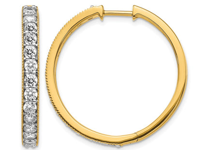 14K yellow gold diamond hoop earrings