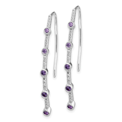 14K White Gold Diamond and Amethyst Earrings