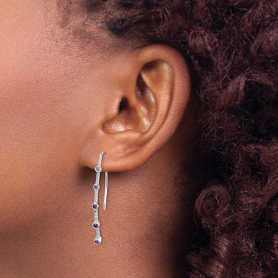 14K White Gold Diamond and Amethyst Earrings